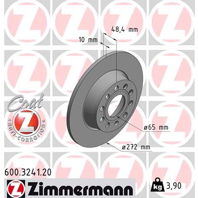 Слика на кочионен диск ZIMMERMANN COAT Z 600.3241.20 за Audi A3 Sedan (8VS) 1.2 TFSI - 110 коњи бензин