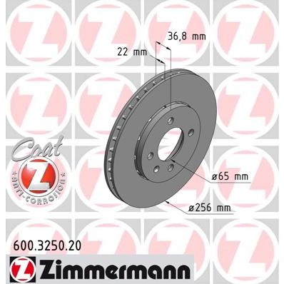 Слика на кочионен диск ZIMMERMANN COAT Z 600.3250.20 за Skoda Citigo 1.0 - 60 коњи бензин