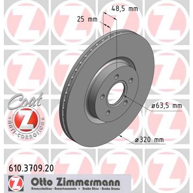 Слика на кочионен диск ZIMMERMANN COAT Z 610.3709.20 за Volvo V50 Estate (MW) 1.6 D2 - 114 коњи дизел