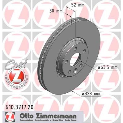 Слика на кочионен диск ZIMMERMANN COAT Z 610.3717.20 за Volvo XC 60 Estate T6 AWD - 306 коњи бензин