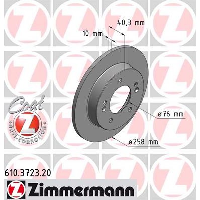 Слика на кочионен диск ZIMMERMANN COAT Z 610.3723.20 за Volvo V40 Hatchback D4 - 177 коњи дизел