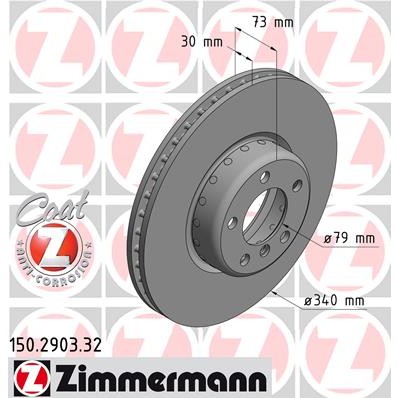 Слика на кочионен диск ZIMMERMANN FORMULA F COAT Z 150.2903.32 за BMW 1 F20 118 i - 136 коњи бензин