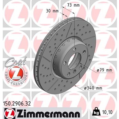 Слика на кочионен диск ZIMMERMANN FORMULA F COAT Z 150.2906.32 за BMW 1 F20 118 d - 143 коњи дизел