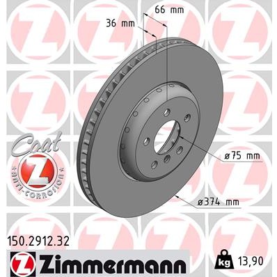 Слика на кочионен диск ZIMMERMANN FORMULA F COAT Z 150.2912.32 за BMW 7 Series F 750 i - 449 коњи бензин