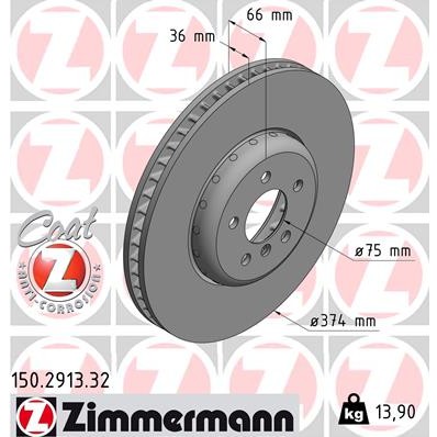 Слика на кочионен диск ZIMMERMANN FORMULA F COAT Z 150.2913.32 за BMW 7 Series F 750 i xDrive - 449 коњи бензин