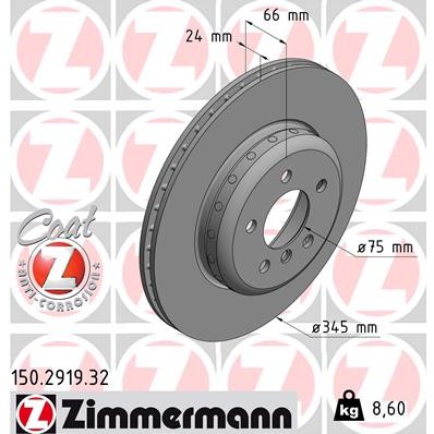 Слика на кочионен диск ZIMMERMANN FORMULA F COAT Z 150.2919.32 за BMW 3 Sedan F30 F35 F80 330 d - 258 коњи дизел