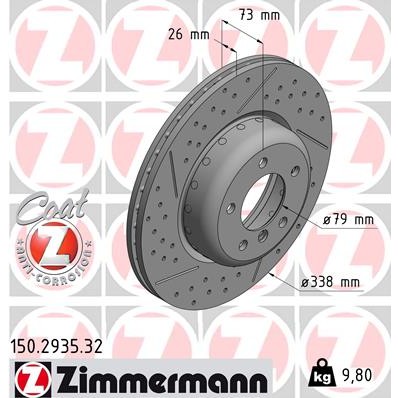 Слика на кочионен диск ZIMMERMANN FORMULA F COAT Z 150.2935.32 за BMW 1 E81, E87 123 d - 204 коњи дизел