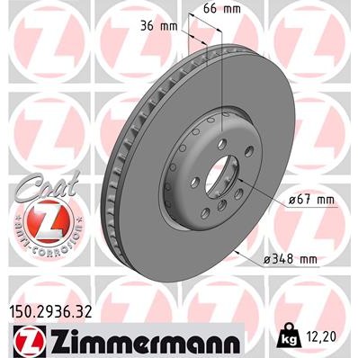 Слика на кочионен диск ZIMMERMANN FORMULA F COAT Z 150.2936.32 за BMW 7 Series G11 730 d xDrive - 211 коњи дизел