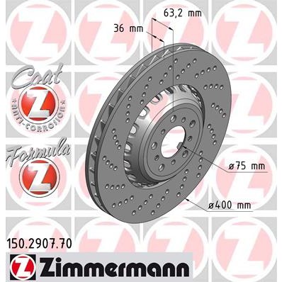 Слика на Кочионен диск ZIMMERMANN FORMULA Z BRAKE DISC 150.2907.70