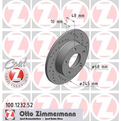 Слика на кочионен диск ZIMMERMANN SPORT BRAKE DISC COAT Z 100.1232.52 за Audi A4 Sedan (8D2, B5) 1.8 quattro - 115 коњи бензин