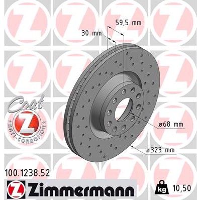 Слика на Кочионен диск ZIMMERMANN SPORT BRAKE DISC COAT Z 100.1238.52