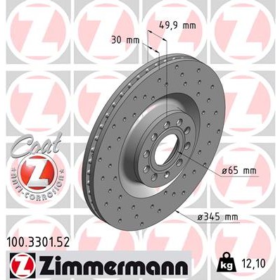 Слика на Кочионен диск ZIMMERMANN SPORT BRAKE DISC COAT Z 100.3301.52