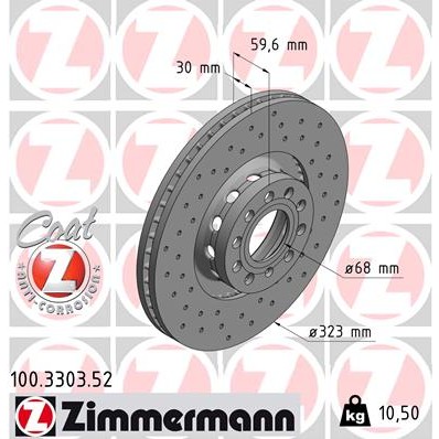 Слика на Кочионен диск ZIMMERMANN SPORT BRAKE DISC COAT Z 100.3303.52