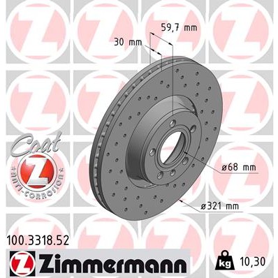 Слика на Кочионен диск ZIMMERMANN SPORT BRAKE DISC COAT Z 100.3318.52