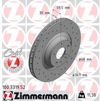 Слика на Кочионен диск ZIMMERMANN SPORT BRAKE DISC COAT Z 100.3319.52