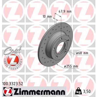 Слика на Кочионен диск ZIMMERMANN SPORT BRAKE DISC COAT Z 100.3323.52