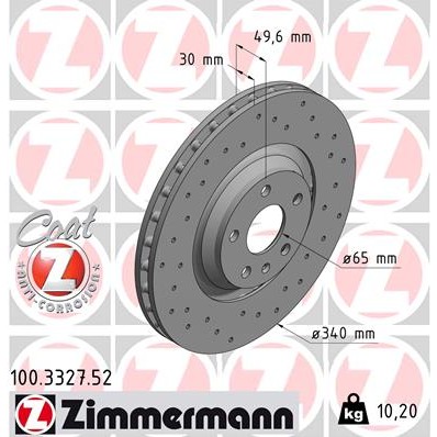 Слика на Кочионен диск ZIMMERMANN SPORT BRAKE DISC COAT Z 100.3327.52