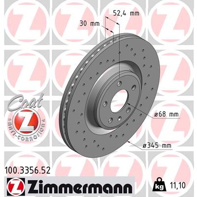 Слика на кочионен диск ZIMMERMANN SPORT BRAKE DISC COAT Z 100.3356.52 за Audi A5 (8T3) 2.0 TFSI quattro - 211 коњи бензин