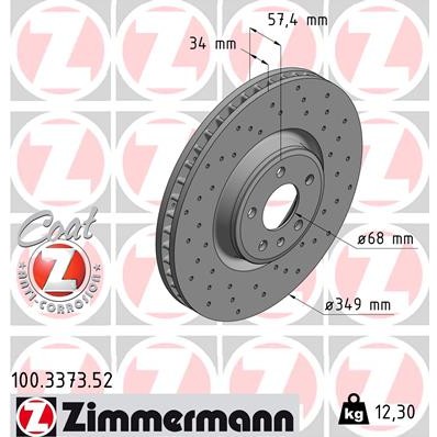 Слика на Кочионен диск ZIMMERMANN SPORT BRAKE DISC COAT Z 100.3373.52