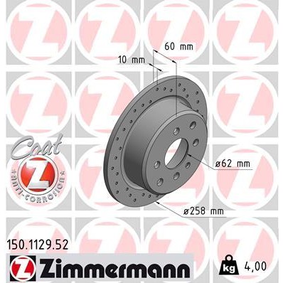 Слика на Кочионен диск ZIMMERMANN SPORT BRAKE DISC COAT Z 150.1129.52