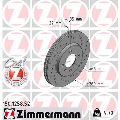 Слика на Кочионен диск ZIMMERMANN SPORT BRAKE DISC COAT Z 150.1258.52
