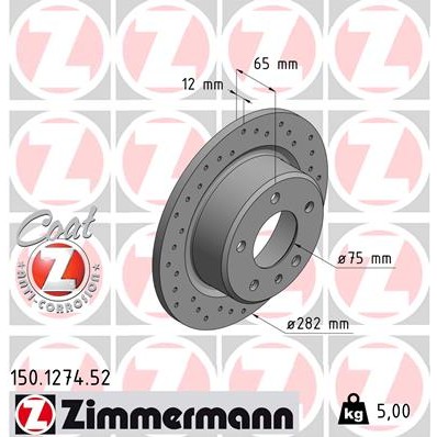 Слика на Кочионен диск ZIMMERMANN SPORT BRAKE DISC COAT Z 150.1274.52