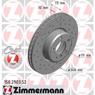 Слика на кочионен диск ZIMMERMANN SPORT BRAKE DISC COAT Z 150.2903.52 за BMW 3 Sedan F30 F35 F80 320 d - 200 коњи дизел