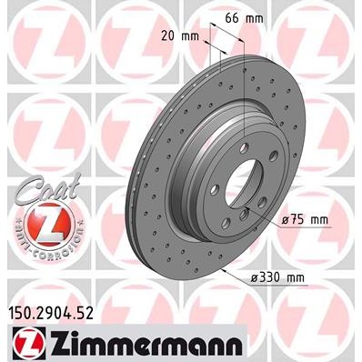 Слика на кочионен диск ZIMMERMANN SPORT BRAKE DISC COAT Z 150.2904.52 за BMW 3 Touring F31 320 d xDrive - 184 коњи дизел