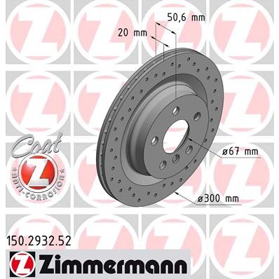 Слика на кочионен диск ZIMMERMANN SPORT BRAKE DISC COAT Z 150.2932.52 за BMW 2 Gran Tourer F46 218 d - 150 коњи дизел