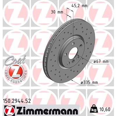 Слика на Кочионен диск ZIMMERMANN SPORT BRAKE DISC COAT Z 150.2944.52