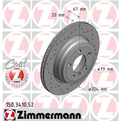 Слика на кочионен диск ZIMMERMANN SPORT BRAKE DISC COAT Z 150.3410.52 за BMW 7 Limousine E66 730 d - 218 коњи дизел