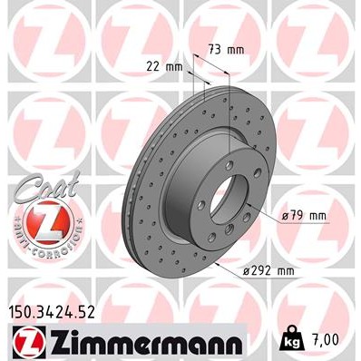 Слика на Кочионен диск ZIMMERMANN SPORT BRAKE DISC COAT Z 150.3424.52