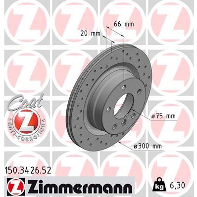 Слика на кочионен диск ZIMMERMANN SPORT BRAKE DISC COAT Z 150.3426.52 за BMW 3 Coupe E92 320 i - 170 коњи бензин