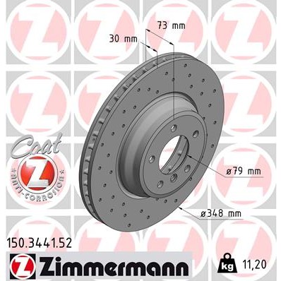 Слика на кочионен диск ZIMMERMANN SPORT BRAKE DISC COAT Z 150.3441.52 за BMW 3 Cabrio E93 335 i - 306 коњи бензин