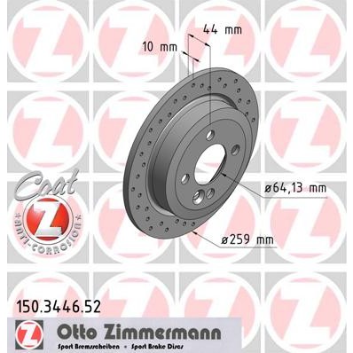 Слика на кочионен диск ZIMMERMANN SPORT BRAKE DISC COAT Z 150.3446.52 за Mini Clubvan (R55) Cooper D - 112 коњи дизел