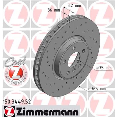 Слика на Кочионен диск ZIMMERMANN SPORT BRAKE DISC COAT Z 150.3449.52