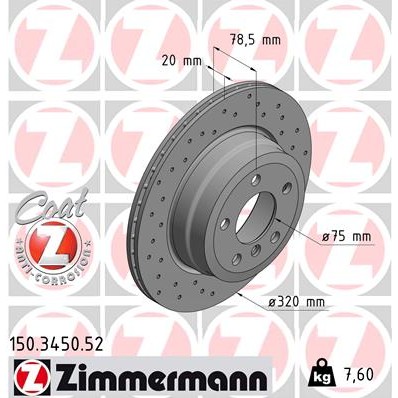 Слика на Кочионен диск ZIMMERMANN SPORT BRAKE DISC COAT Z 150.3450.52