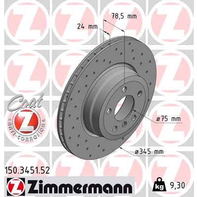 Слика на кочионен диск ZIMMERMANN SPORT BRAKE DISC COAT Z 150.3451.52 за BMW X6 F16 M - 575 коњи бензин