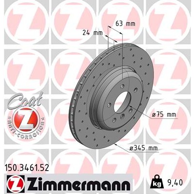 Слика на Кочионен диск ZIMMERMANN SPORT BRAKE DISC COAT Z 150.3461.52