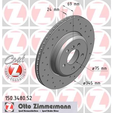 Слика на кочионен диск ZIMMERMANN SPORT BRAKE DISC COAT Z 150.3480.52 за BMW 5 Touring F11 535 d - 299 коњи дизел