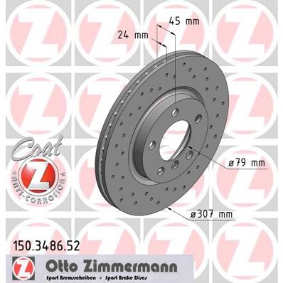 Слика на Кочионен диск ZIMMERMANN SPORT BRAKE DISC COAT Z 150.3486.52