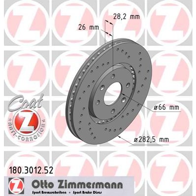 Слика на кочионен диск ZIMMERMANN SPORT BRAKE DISC COAT Z 180.3012.52 за Peugeot 406 Saloon 1.9 TD - 92 коњи дизел