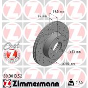 Слика 1 на кочионен диск ZIMMERMANN SPORT BRAKE DISC COAT Z 180.3013.52