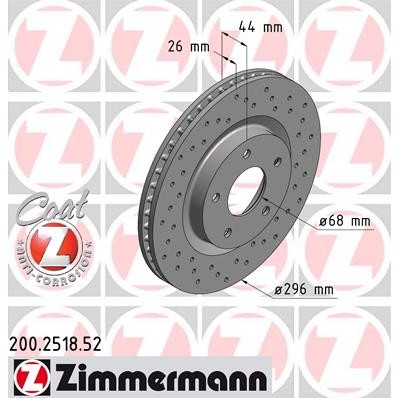 Слика на Кочионен диск ZIMMERMANN SPORT BRAKE DISC COAT Z 200.2518.52