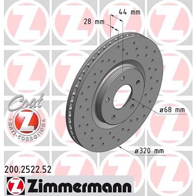 Слика на Кочионен диск ZIMMERMANN SPORT BRAKE DISC COAT Z 200.2522.52