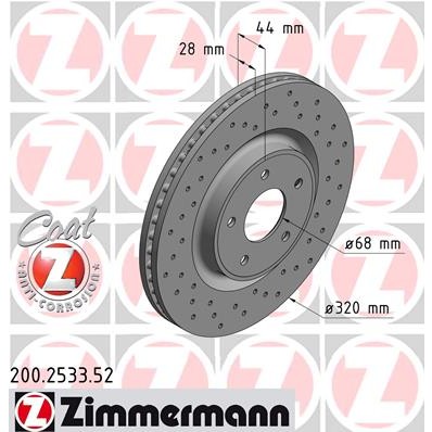 Слика на Кочионен диск ZIMMERMANN SPORT BRAKE DISC COAT Z 200.2533.52