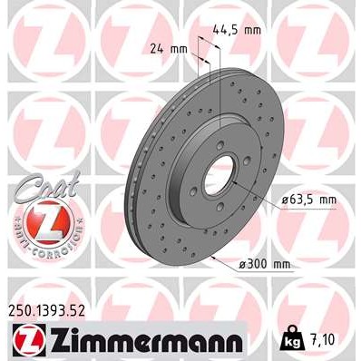 Слика на Кочионен диск ZIMMERMANN SPORT BRAKE DISC COAT Z 250.1393.52