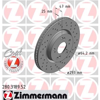 Слика на Кочионен диск ZIMMERMANN SPORT BRAKE DISC COAT Z 280.3189.52