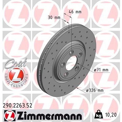 Слика на Кочионен диск ZIMMERMANN SPORT BRAKE DISC COAT Z 290.2263.52