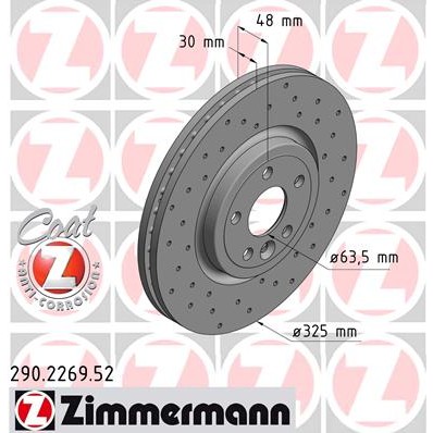 Слика на Кочионен диск ZIMMERMANN SPORT BRAKE DISC COAT Z 290.2269.52